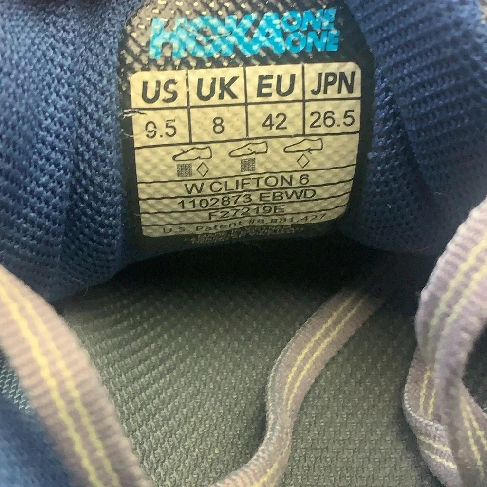 Hoka One One Clifton 6 Shoes Womens Size 9.5 Blue Running Sneakers 1102873
